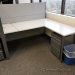 Teknion Grey System Furniture Cubicle Workstation, White Surface